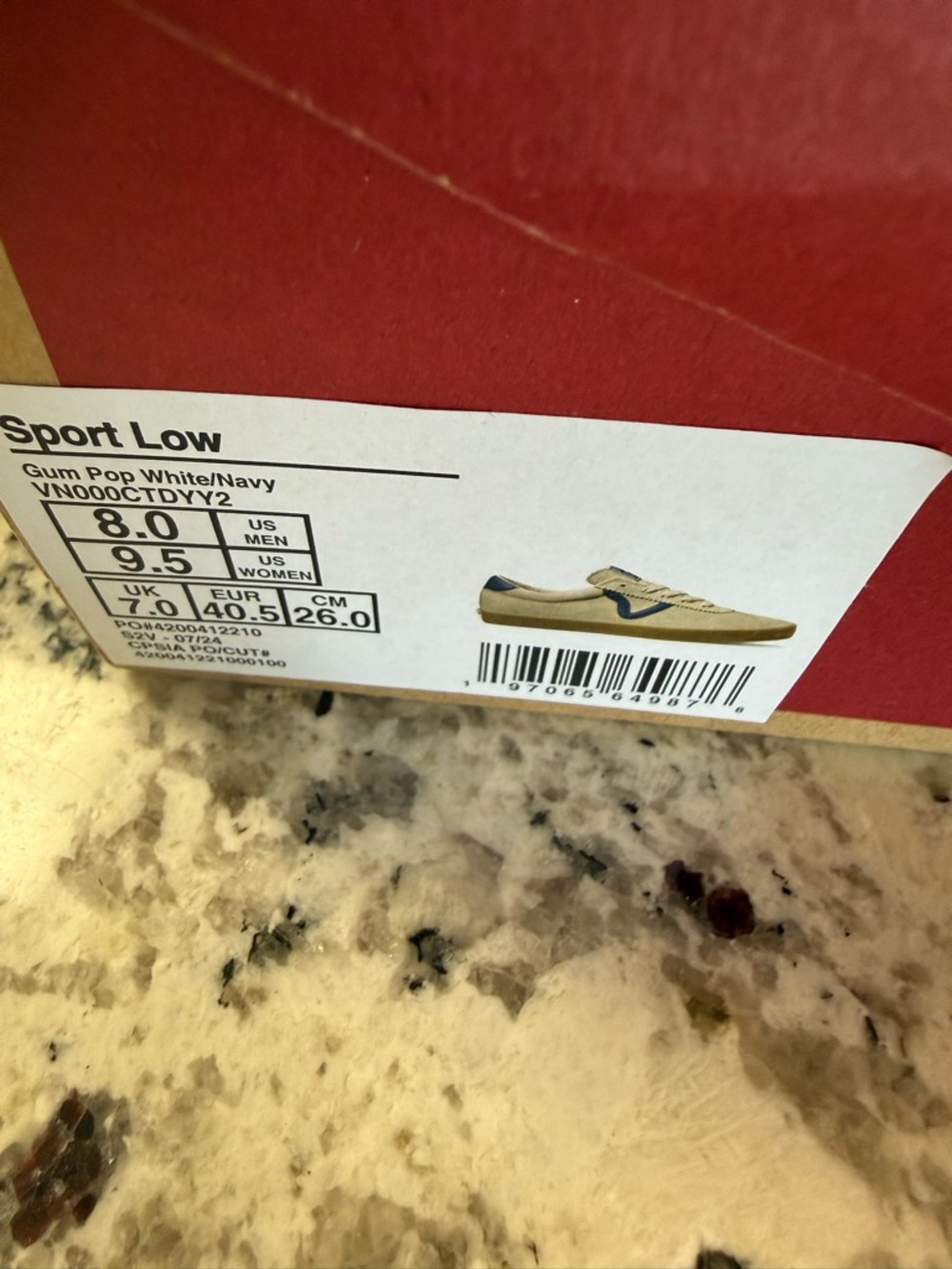 Vans Cream Suede Low-Top Sneakers with Blue Side Stripe - Picture 4 of 4